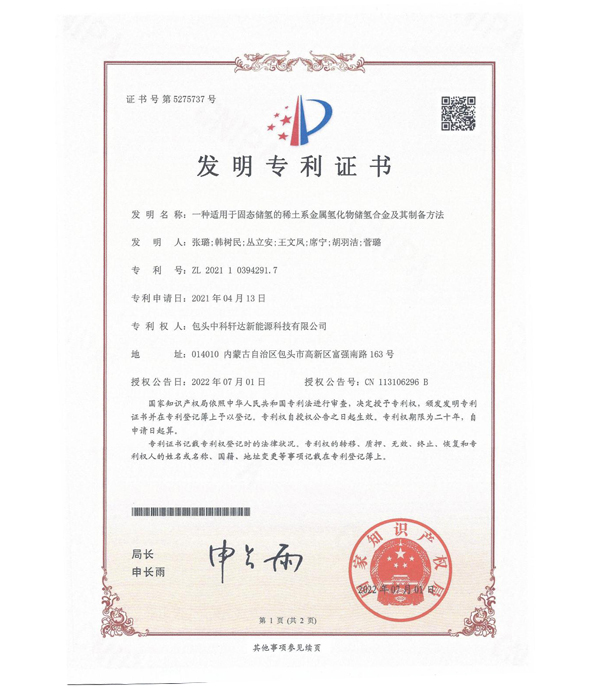scw專利證書